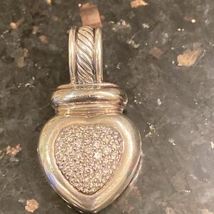 David yurman diamond SS gold heart pendant
